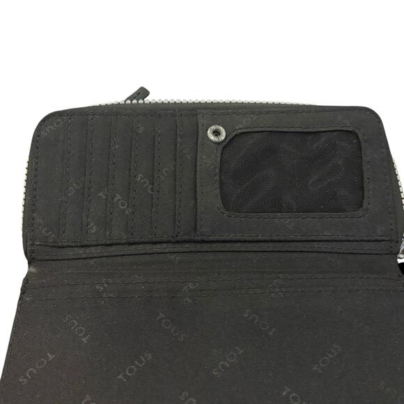 Tous Women's‎ Long Nylon Black Credit Card Cash Bifold Zip Wallet - Picture 7 of 16